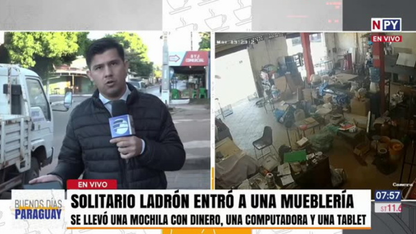 Solitario ladrón robó artículos valiosos de una mueblería a plena luz del día en Lambaré