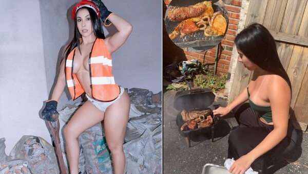 Rosy Alderete se puso el casco y celebró como “albañil sexy” el Día del Obrero