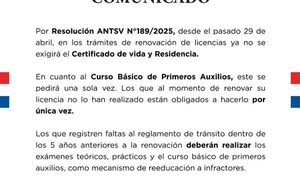 Ya no exigirán certificado de vida y residencia para renovación de licencias de conducir