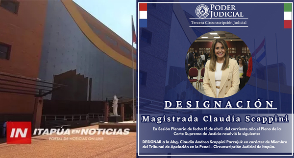 CLAUDIA SCAPPINI Y GUSTAVO ARZAMENDIA DESIGNADOS COMO MIEMBROS DEL TRIBUNAL DE APELACIÓN EN LO PENAL