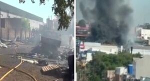 Voraz incendio afectó fábrica de piscinas en Ciudad del Este - SNT