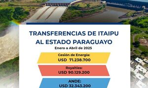 Estado paraguayo recibió USD 194 millones de ITAPU por Anexo C hasta abril del presente año