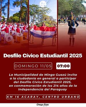 Desfile cívico estudiantil será el domingo 11 de mayo en el km 16 de Minga Guazú - La Clave