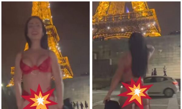 ¡Pame Rodríguez desfiló en lencería frente a la Torre Eiffel y la aplaudieron!
