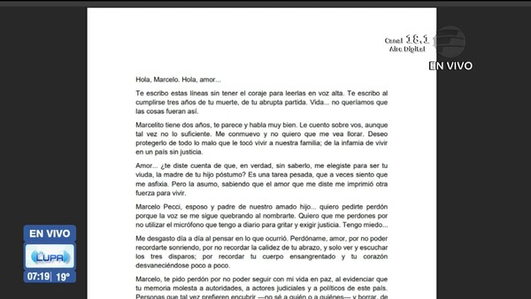 Carta a Marcelo Pecci a 3 años de su muerte