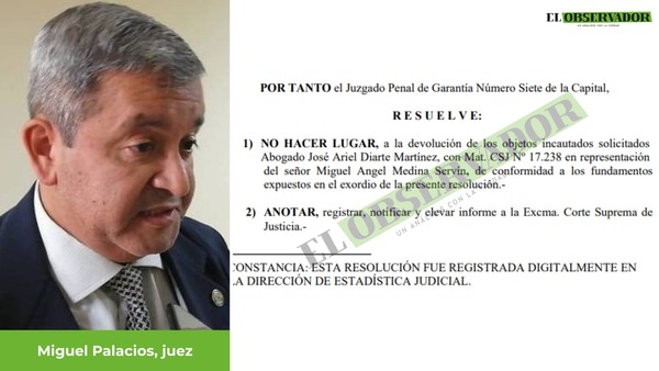 Rechazan solicitud de devolución de arma y otros objetos de agente policial - El Observador