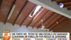 Cae parte del techo de una escuela en Caaguazú