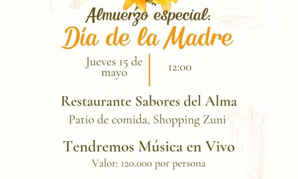 Sabores del Alma celebra el Día de la Madre con almuerzo especial, música en vivo y sorteos
