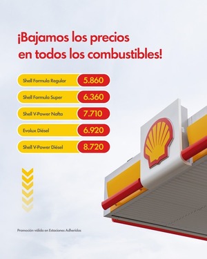 Shell anuncia reducción de G. -270 en todos sus combustibles de calidad mundial