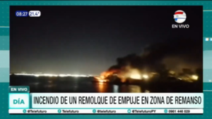 Incendio de un remolque de empuje en zona de Remanso