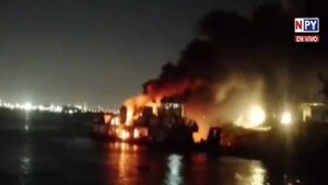 Incendio en remolcador del Río Paraguay: Rescatan a toda la tripulación