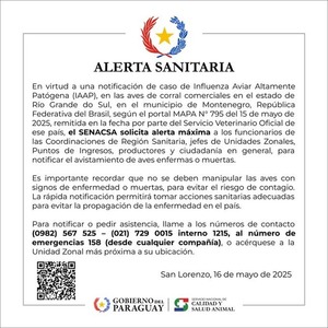 Senacsa emite alerta sanitaria por brote de influenza aviar en Brasil - ADN Digital
