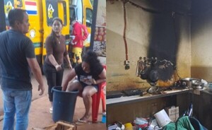 Mujer sufre quemaduras en incendio frente al campus de la UNE 