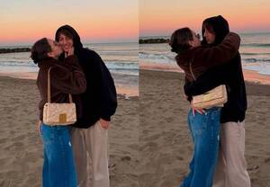 A los besos y en “orsai” se lo pudo ver a “Mati” Galaraza y Jessica muy romaticones en la playa