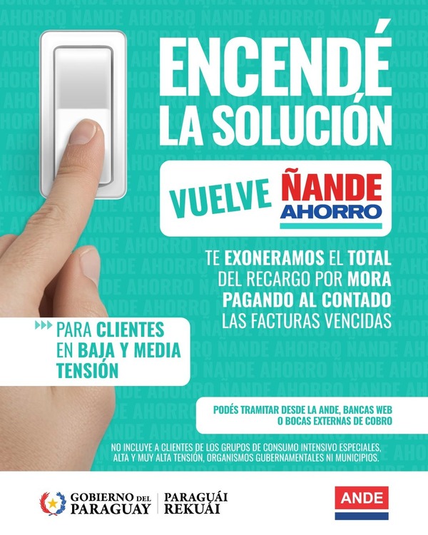 Ande extiende hasta el 31 de mayo el plan “Ñande Ahorro” para refinanciar deudas sin intereses - ADN Digital