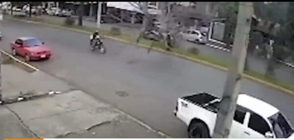 (Video) ¡Motoca se salvó por un pelo de ser aplastado por un árbol!