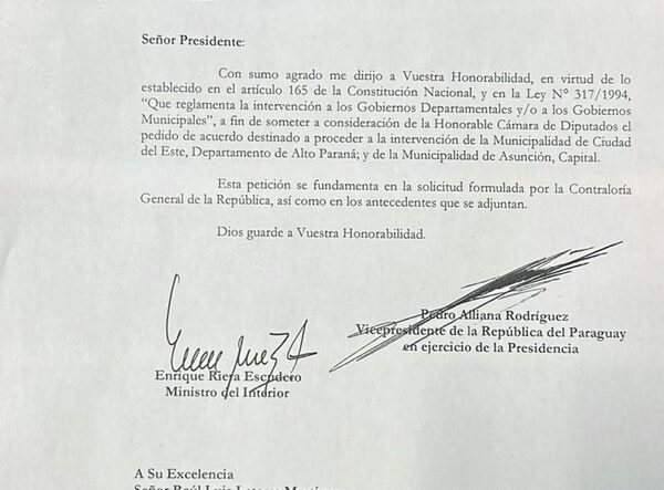 Llega a Diputados pedido de intervención de municipalidades de Asunción y CDE
