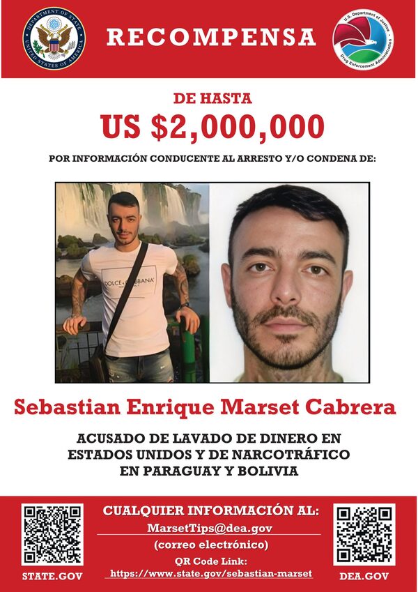 Hasta USD 2 millones es la recompensa que ofrece EE.UU. por Sebastián Marset - trece