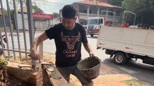 Voluntarios reconstruyen muralla de escuela, tras inacción del MEC y Municipalidad