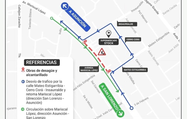 Habilitan nuevos desvíos por obras en la avenida Mariscal López