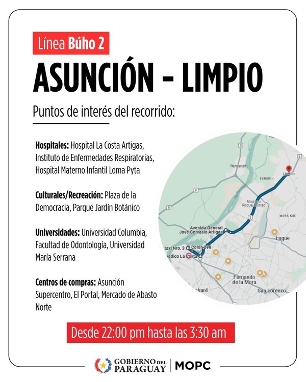 Lanzan licitación para crear líneas nocturnas de transporte en Asunción - ADN Digital