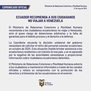 Ecuador aconseja a sus ciudadanos evitar viajes a Venezuela - ADN Digital