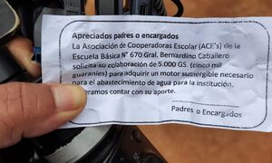 Juntan Gs. 5 mil por alumno para que escuela pueda tener agua en CDE