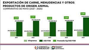 Ingresos por envíos de carne crecen 37% y llegan a USD 847,8 millones