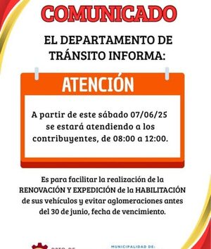 Municipalidad atenderá los sábados de junio para trámite de habilitación de rodados