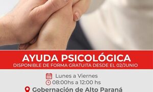 Ofrecen ayuda psicológica gratuita en gobernación de Alto Paraná