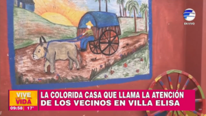 La colorida casa que llama la atención de los vecinos en Villa Elisa