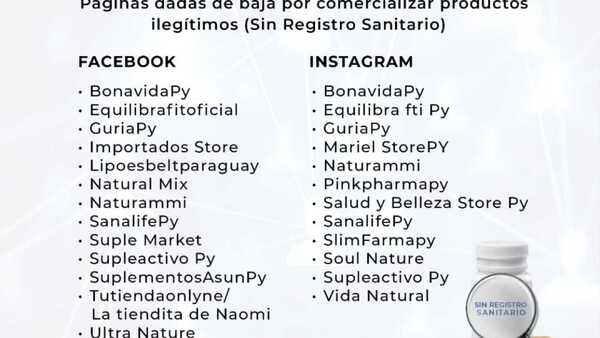 Dan de baja varios perfiles de redes sociales que vendían productos sin registro