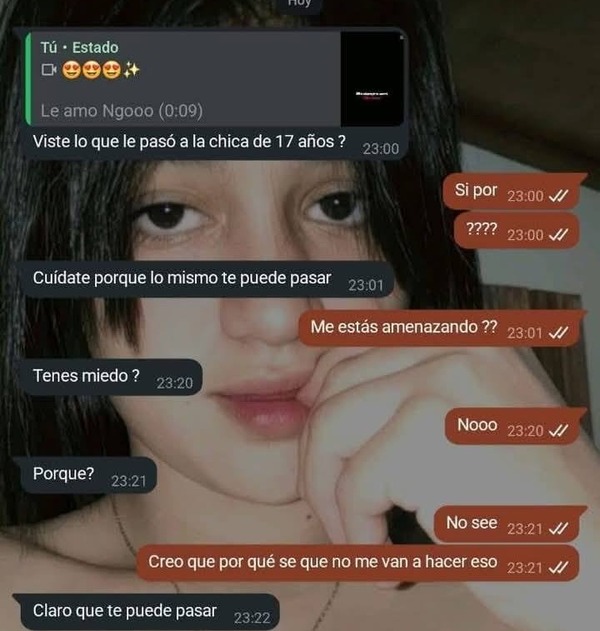 Adolescente recibió amenazas de que "terminaría como María Fernanda" - 1000 Noticias