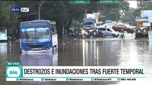 Raudales y caos vehicular tras fuerte temporal en Capiatá