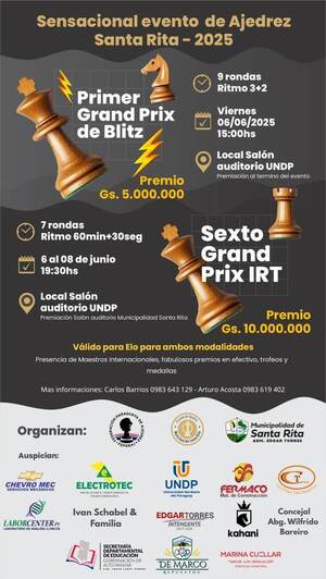 Sexto Grand Prix y Primer Blitz de Ajedrez en Santa Rita: fechas y requisitos