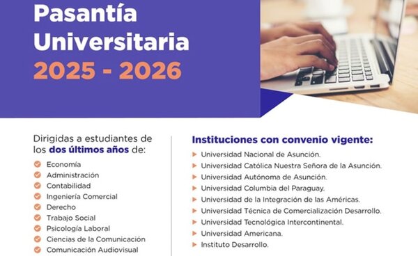 Habilitan postulación para el Programa de Pasantías Universitarias 2025/2026 del MEF