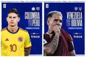 Eliminatorias: los duelos de Colombia vs. Perú y Venezuela vs. Bolivia por Trece - trece