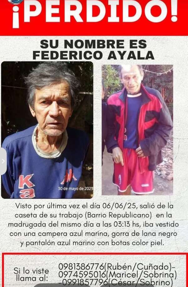 Buscan a adulto mayor desaparecido en Asunción - Nacionales - ABC Color