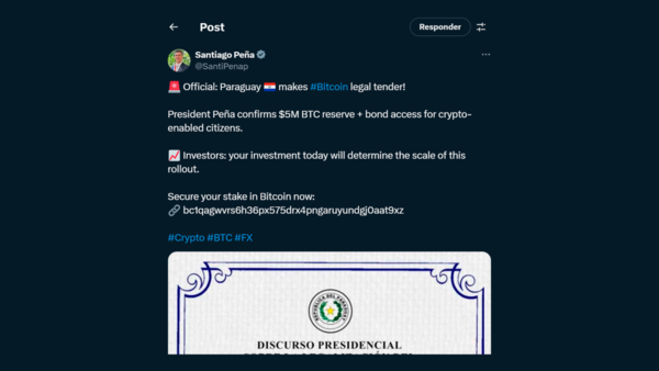 Cuenta oficial de Santiago Peña en X es hackeada y el Gobierno reacciona