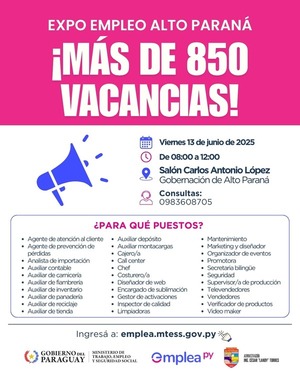 Nueva edición de la Expo Empleo Alto Paraná con más de 850 vacancias