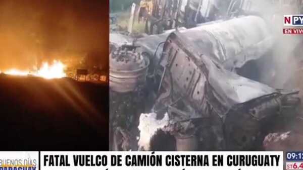 Tragedia en ruta: Chofer muere calcinado tras vuelco de camión cisterna
