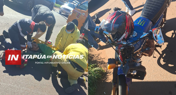 MOTOCICLISTA IMPACTÓ CONTRA UN PEATÓN Y AMBOS RESULTARON HERIDOS