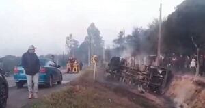 La Nación / Curuguaty: investigan cómo ocurrió el vuelco e incendio de camión cisterna que dejó un fallecido