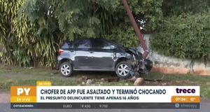Asalto a conductor de plataforma termina en aparatoso choque - trece
