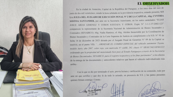 Juzgado entrega a Senabico vehículo decomisado en caso de estafa - El Observador