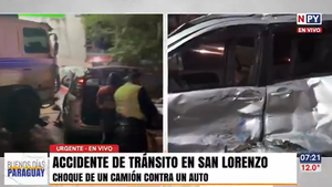 Camión de gran porte embistió y arrastró por varios metros a un automóvil en San Lorenzo