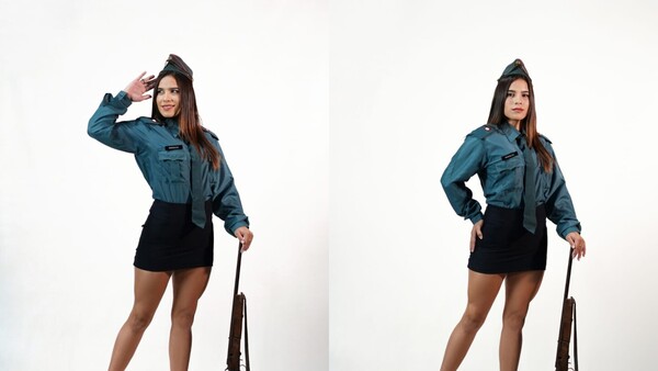 Modelo homenajeó a Chacoré vestida de soldadita y armó guyryry
