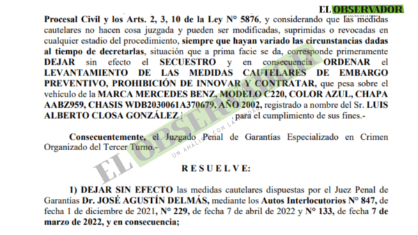 Ordenan levantamiento de medidas cautelares sobre vehículo subastado por SENABICO en causa por lavado de dinero - El Observador