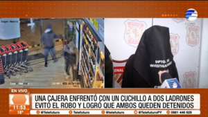 Cajera enfrentó con un cuchillo a dos ladrones