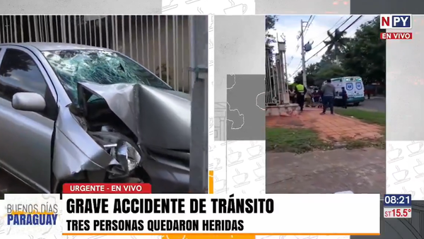 Intentaron esquivar a un perro y chocaron contra una columna en Asunción